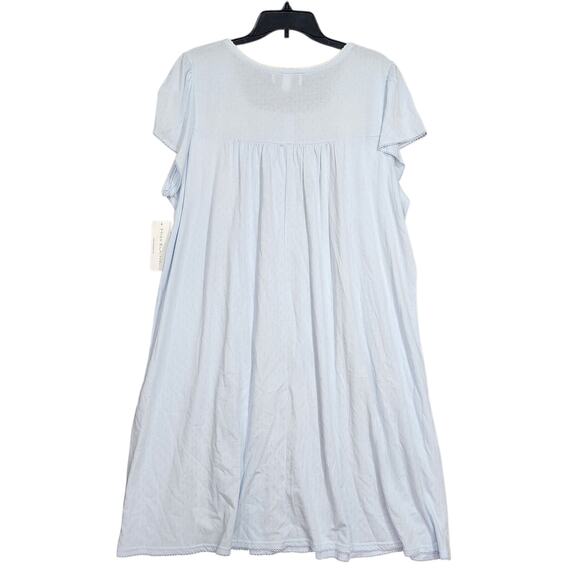 Miss Elaine Short Nightgown Embroidery Pintuck Detail Light Blue Size 2X - Picture 2 of 8